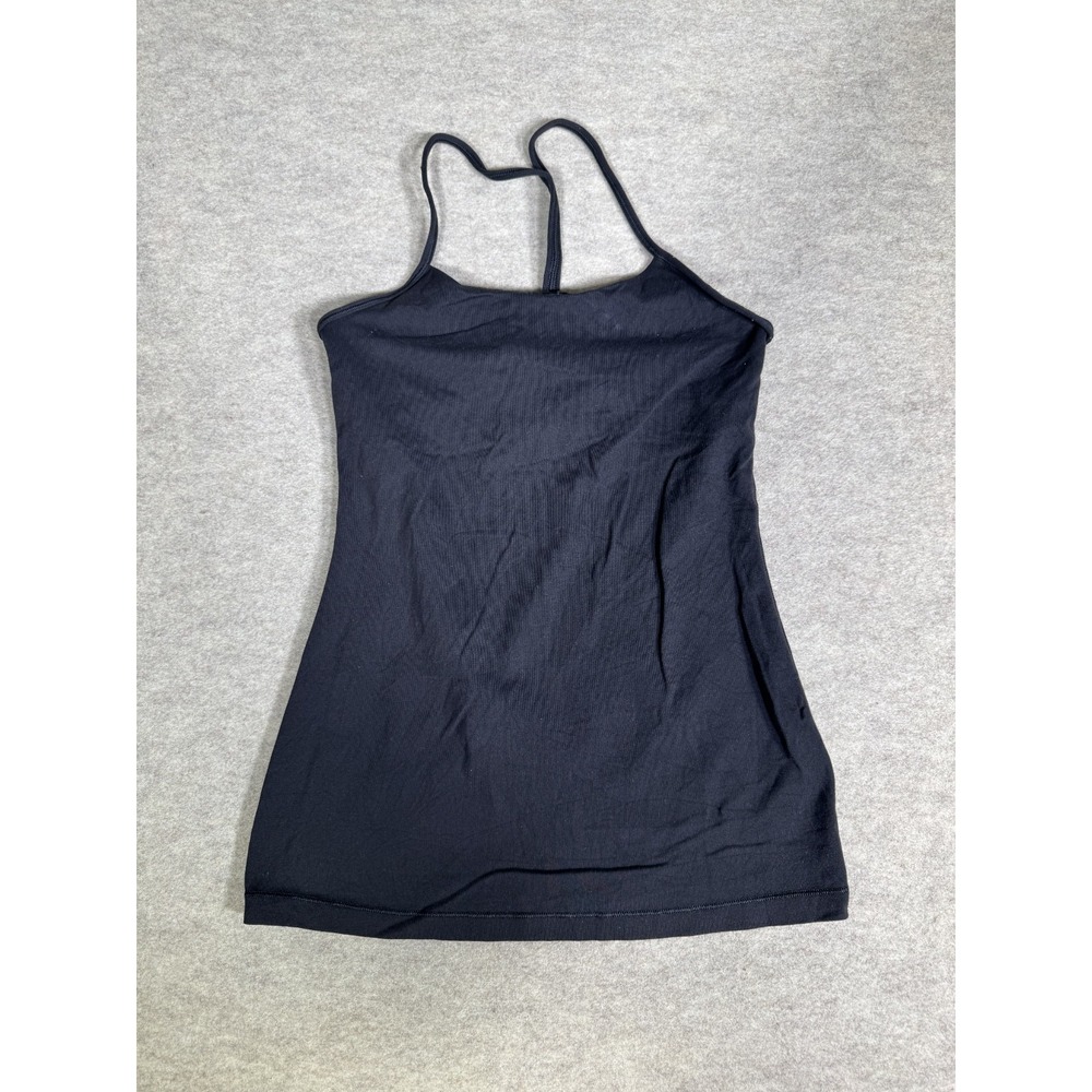 Lululemon Power Pose Tank Top Women 4 Black Stretch Racerback Cut Removable Cups